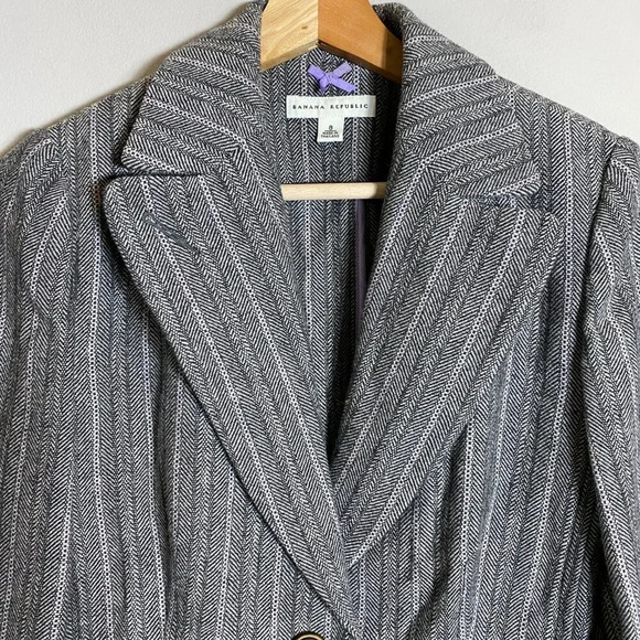 Banana Republic Wool Tweed Blazer Jacket Women's Size 8 Gray Career Formal - Picture 5 of 13